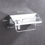 40cm 1 Cup 6 Hooks Multi-function Kitchen Punching-free Wall-mounted Aluminum Edge Condiment Holder Storage Rack - Image 3