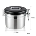 800ml Stainless Steel Sealed Food Coffee Grounds Bean Storage Container with Built-in CO2 Gas Vent Valve & Calendar - Image 8