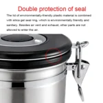 800ml Stainless Steel Sealed Food Coffee Grounds Bean Storage Container with Built-in CO2 Gas Vent Valve & Calendar - Image 9