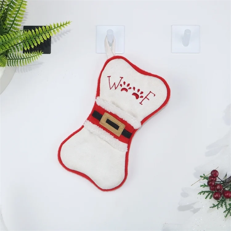HC4933W.webp CX20223 Multi-function Bone Shape Christmas Sock Gift Bag Knife Fork Sleeve Christmas Tree Pendant Decoration - Image 1