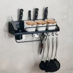 A Version 50cm 1 Cup  8 Hooks Kitchen Multi-function Wall-mounted Condiment Storage Rack