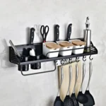 A Version 70cm 2 Cups  10 Hooks Kitchen Multi-function Wall-mounted Condiment Storage Rack - Image 2