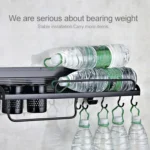 B Version 50cm 2 Cups 10 Hooks Kitchen Multi-function Wall-mounted Condiment Storage Rack - Image 8