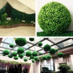 Artificial Green Eucalyptus Plant Ball Tree Wedding Event Home Outdoor Decoration Hanging Ornament, Diameter: 7.5 inch - Image 4