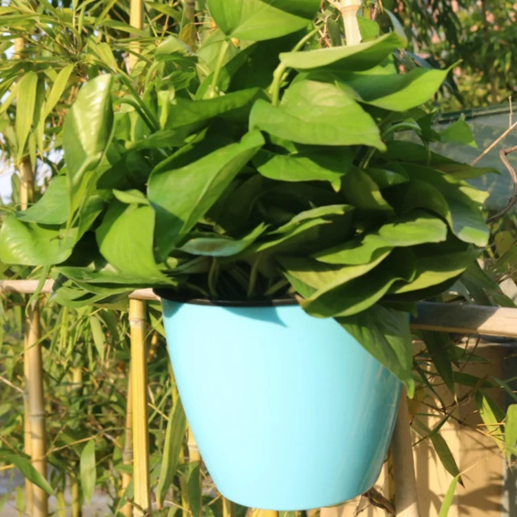 HC51013L.webp Self-Watering Planter Grow Plants Lazy Flower Pots Wall-hanging Round Resin Plastic Flower Pots, Size: 18x12.5x16cm - Image 1