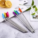 8 PCS Reusable Silicone Tips Stainless Steel Drinking Straws + 2 PCS Cleaner Brushes Set Kit with Cashmere Bag,  266*6mm - Image 12