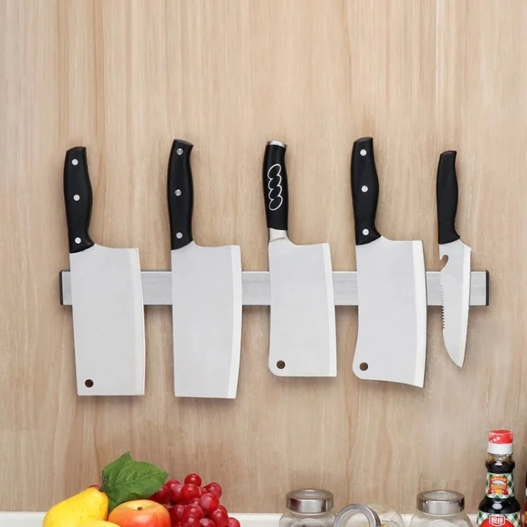 HC5132_1.webp Kitchen Free Punching Wall-mounted 304 Stainless Steel Magnetic Knife Holder, Size:51x4x1.5cm - Image 2