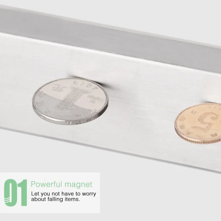 HC5132_3.webp Kitchen Free Punching Wall-mounted 304 Stainless Steel Magnetic Knife Holder, Size:51x4x1.5cm - Image 4