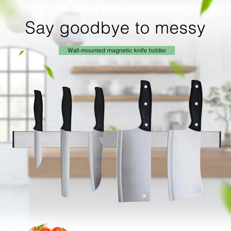 HC5132_5.webp Kitchen Free Punching Wall-mounted 304 Stainless Steel Magnetic Knife Holder, Size:51x4x1.5cm - Image 6
