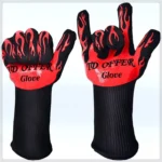 2 Layer Fire Protection Portable Silicone Anti-skidding High Temperature Resistance Cooking Baking Barbecue Gloves - Image 3