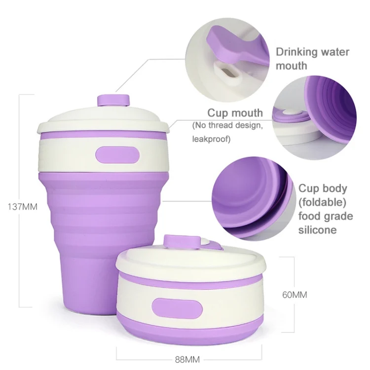 HC5298H_3.webp 350ml Folding Portable Silicone Coffee Cup Multi-function Travel Cup - Image 5