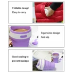 350ml Folding Portable Silicone Coffee Cup Multi-function Travel Cup - Image 6