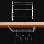 MICLAN Three Rows Stainless Steel Hanging Wine Glass Holder, Size: 34*32*27cm