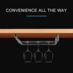 MICLAN Three Rows Stainless Steel Hanging Wine Glass Holder, Size: 34*32*27cm - Image 6