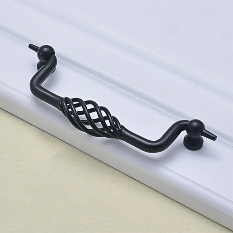 HC5359_1.webp 6100-160 Classic Birdcage Shape Iron Cabinet Wardrobe Drawer Door Handle, Hole Spacing: 160mm (Matte Black) - Image 2