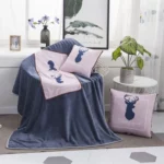 Pink Mule Deer Pattern Multifunctional Plush Blanket Square Pillow Quilt Office Car Pillow Cushion, Size : M - Image 2