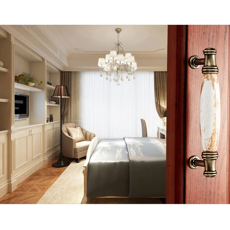 HC5444_2.webp 5001_96 Matte Black Octagonal White Ceramics Hardware Cabinet Handle - Image 3