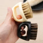 Men Ring Design Portable Boar Brush White ABS Haircut Cleaning Shaving Brush - Image 4