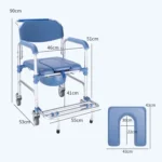 Elderly Toilet Seat Aluminum Alloy Wheelchair Pregnant Women Shower Chair with Wheels - Image 3