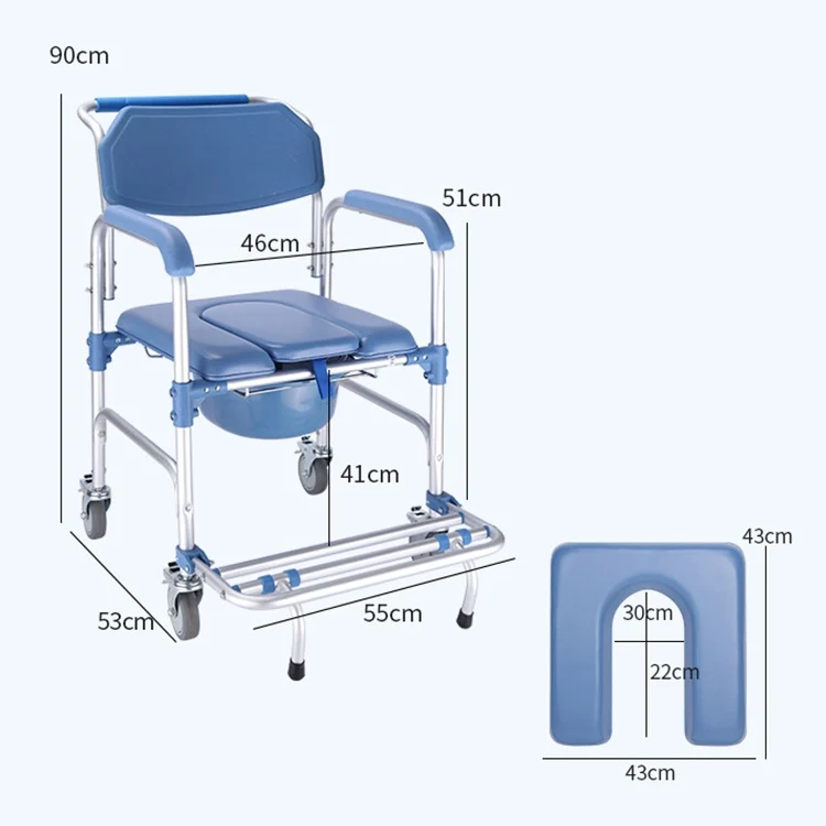 HC5522_2.webp Elderly Toilet Seat Aluminum Alloy Wheelchair Pregnant Women Shower Chair with Wheels - Image 3