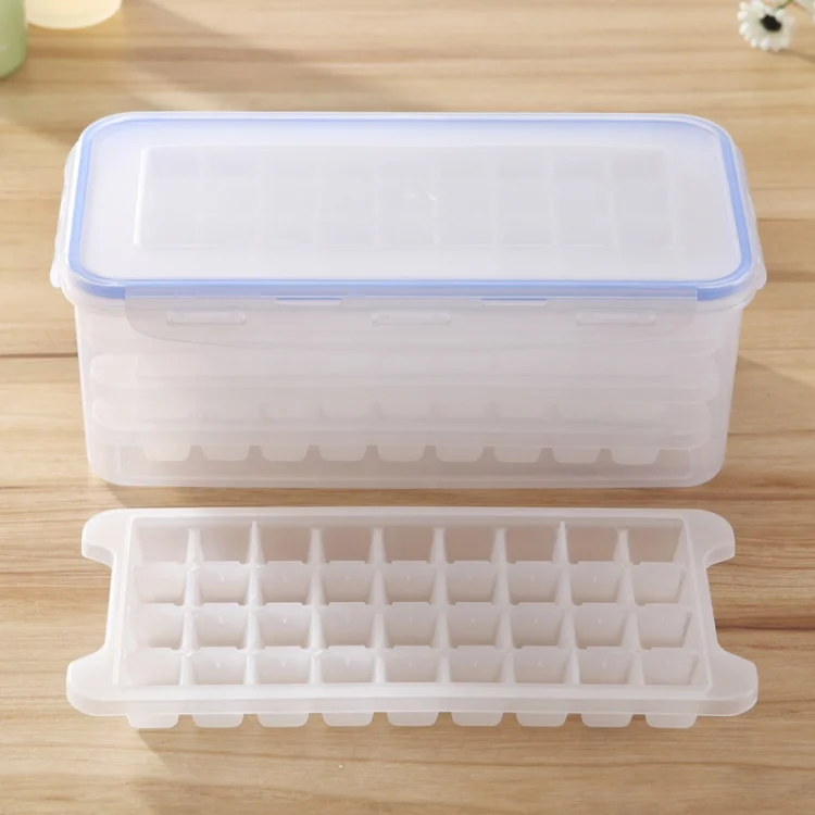 HC5525_1.webp Small Square Ice Mold Trays Multi-layer Mold with Cover Ice Storage Box, 4 Layers - Image 2