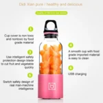 Bingo 500ml Mini Portable USB Rechargeable Electric Juicer Cup  Juicer Blender, 22000 Revolutions Per Minute - Image 4