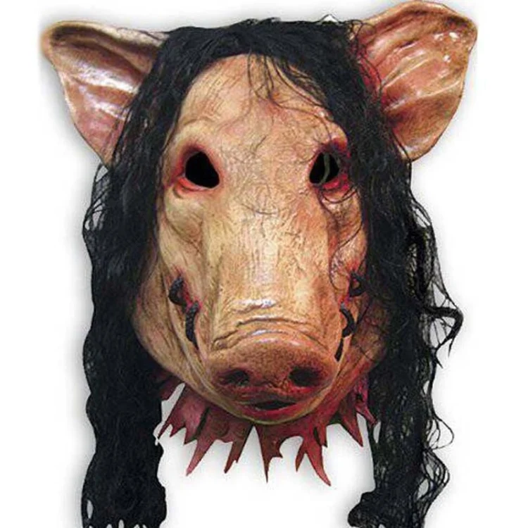 HC5645_1.webp Halloween Mask Latex Pig Head Cap Halloween Festival Party Fancy Pig Face Masquerade Masks with Hair - Image 2