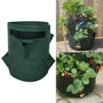 3 Pockets 18L / 5 Gallon Non-woven Felt Strawberry Planting Bag, Size: 23X28cm