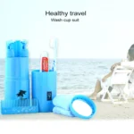 Creative 7 in 1 Portable Gargle Cup Shampoo Sub-Bottle Towel Toothbrush Comb Make-up Mirror Travel Wash Kits, Affordable Sets - Image 3