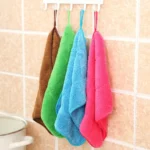 Bamboo Fiber Washing Dish Towel Kitchen Cleaning Cloth Double-Sided Scouring Cloth Water Absorption Non-Stick Oil,Can Hang,Random Color Delivery