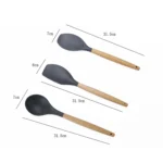 kn082 9 in 1 Wooden Handle Silicone Kitchen Tool Set with Storage Bucket - Image 3