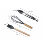 kn082 9 in 1 Wooden Handle Silicone Kitchen Tool Set with Storage Bucket - Image 4