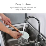 kn082 9 in 1 Wooden Handle Silicone Kitchen Tool Set with Storage Bucket - Image 7