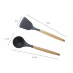 kn082 11 in 1 Wooden Handle Silicone Kitchen Tool Set with Storage Bucket - Image 5