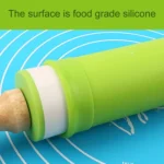 kn055 Solid Wooden Handle Silicone Rolling Pin Non-stick Food Dumpling Stick, Length: 23cm, Random Color Delivery - Image 3