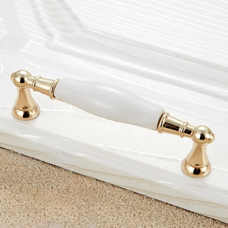 HC5907_1.webp 5027-128 Gold Imitated Zinc Alloy Ceramic Handle for Cabinet Wardrobe Drawer Door, Hole Spacing: 128mm - Image 2