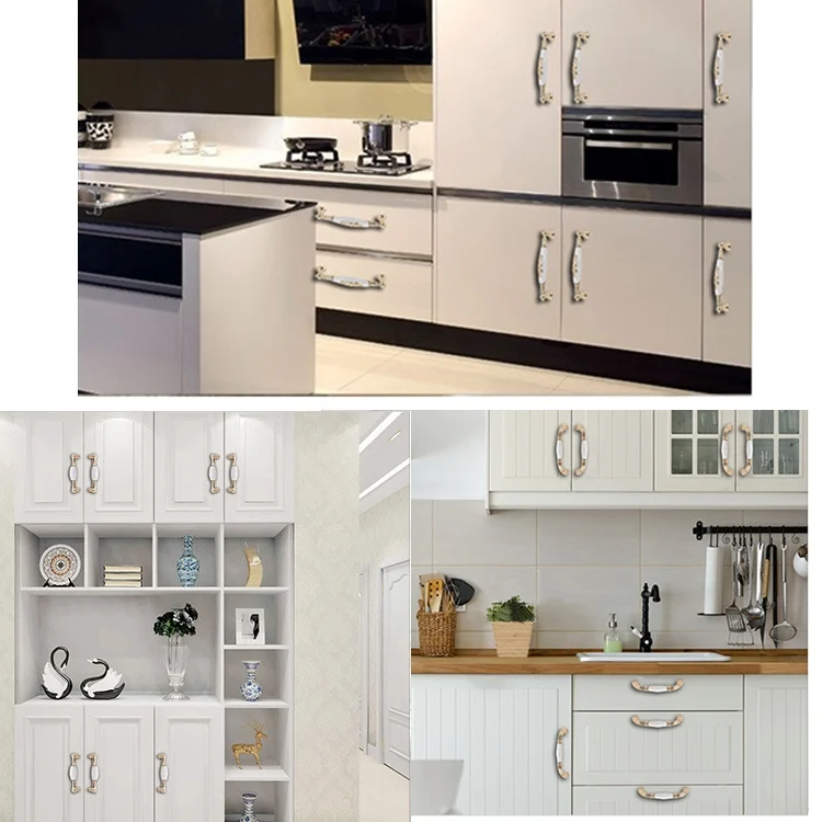 HC5907_3.webp 5027-128 Gold Imitated Zinc Alloy Ceramic Handle for Cabinet Wardrobe Drawer Door, Hole Spacing: 128mm - Image 4