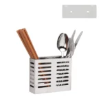 304 Stainless Steel Wall-mounted Kitchen Rack Hanging Knife Holder Double Cage Chopsticks Canister - Image 2