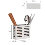 304 Stainless Steel Wall-mounted Kitchen Rack Hanging Knife Holder Double Cage Chopsticks Canister - Image 3