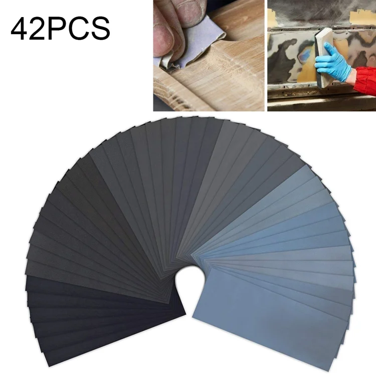 42 PCS LANHU Grit 120-3000 Wet And Dry Polishing Grinding Sandpaper,Size: 22.9 x 9.1cm