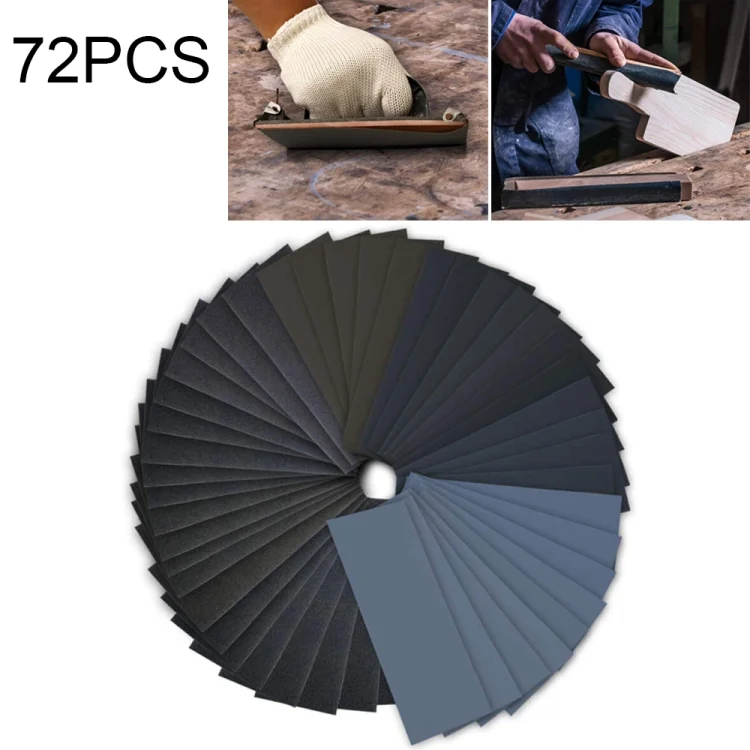 72 PCS LANHU Grit 400-3000 Wet And Dry Polishing Grinding Sandpaper,Size: 22.9 x 9.1cm