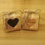 100 PCS Wedding Wood Grain Heart-shaped Pattern Hollowed-out Kraft Paper Sugar Box, Size: 5x5x5cm - Image 3