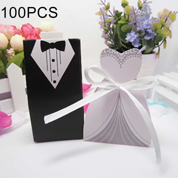 HC6032.webp 100 PCS Wedding European The Bride and Groom Sugar Box - Image 1