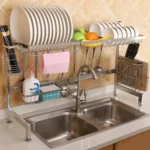92cm Stainless Steel Kitchen Bowl Dish Fruit Basket Knife Chopping Block Chopsticks Drain Rack Storage Holder, Deluxe Version - Image 2