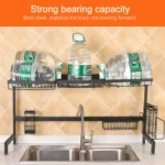 92cm Stainless Steel Kitchen Bowl Dish Fruit Basket Knife Chopping Block Chopsticks Drain Rack Storage Holder, Deluxe Version - Image 4