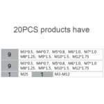 20 PCS Multi-specification Tap and Die Combination Set Hand Metric Wire Tapping Wrench Winch - Image 4