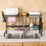92cm Stainless Steel Kitchen Bowl Fruit Basket Dish Drain Rack Storage Holder, Standrad Version - Image 8