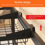 92cm Stainless Steel Kitchen Bowl Dish Fruit Basket Knife Chopping Block Chopsticks Drain Rack Storage Holder, Deluxe Version - Image 6