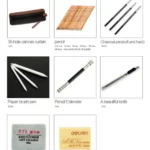 Beginner Sketching Tools (18 PCS Sketching Pencils + Charcoal Pencil + Erasers + Pen Curtain + Art Knife) Sketching Set - Image 6