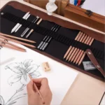 Beginner Sketching Tools (18 PCS Sketching Pencils + Charcoal Pencil + Erasers + Pen Curtain + Art Knife) Sketching Set - Image 8